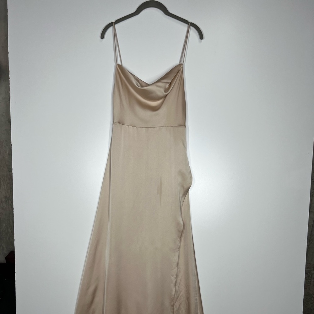 NWT Fame and Partners x Free People Rosabel Cowl Neck Silky Maxi Slip Dress - Picture 4 of 13